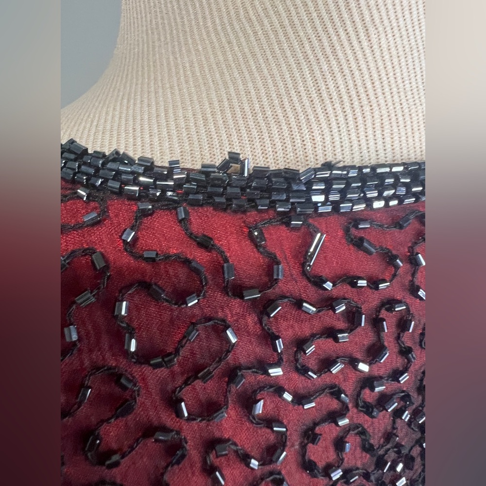 Vintage Laurence Kazar 80s 90s Sequin Silk Beaded Gatsby Evening Blazer Jacket - Picture 11 of 11